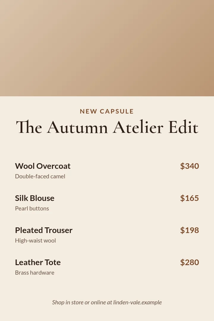 Atelier Capsule Price Pin – Pinterest pin template