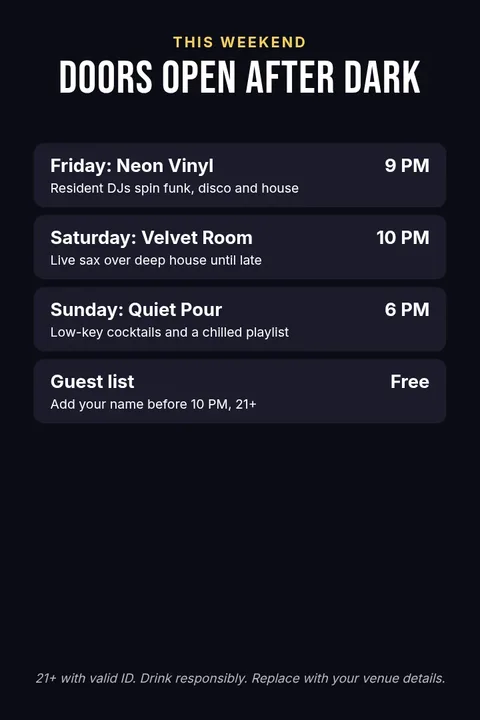 Late Night Lineup Notice – Pinterest pin template