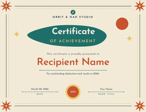 Atomic Orbit Award Certificate – Certificate template