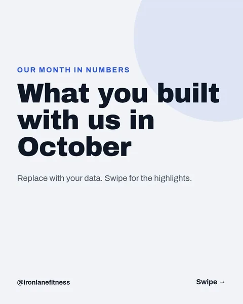 Month In Numbers Deck – Instagram carousel template, 6 pages