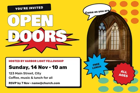 Open Doors Pop Invite – Invitation template