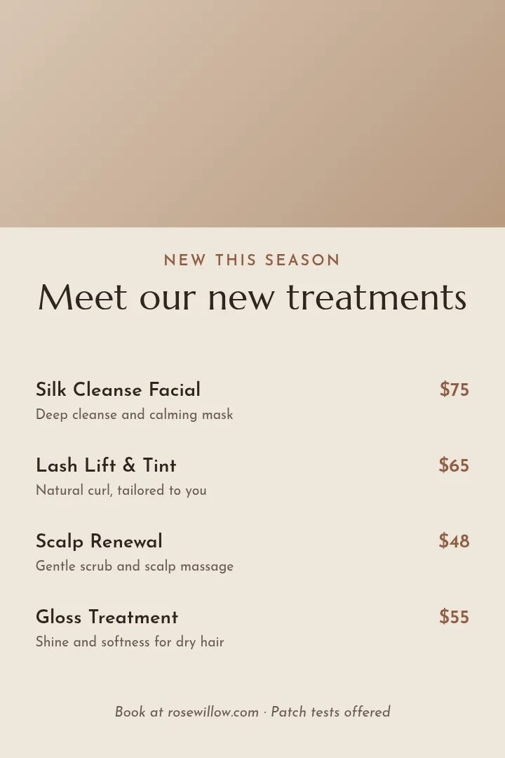 Nude New Treatment Menu – Pinterest pin template