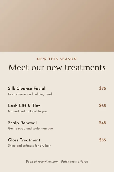 Nude New Treatment Menu – Pinterest pin template