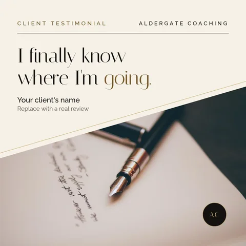 Quiet Diagonal Pen Testimonial – Instagram post template