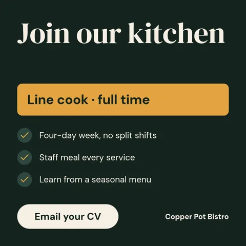 Hiring line cooks – LinkedIn post template