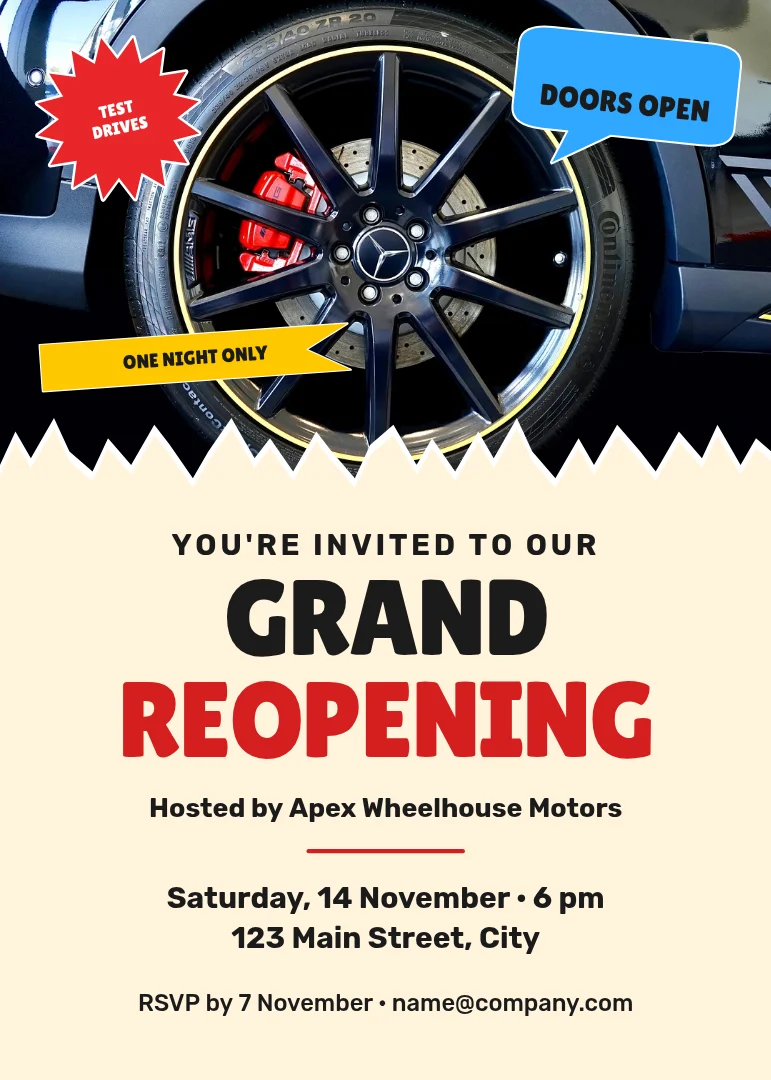 Torn Reveal Sticker Garage Party – Invitation template