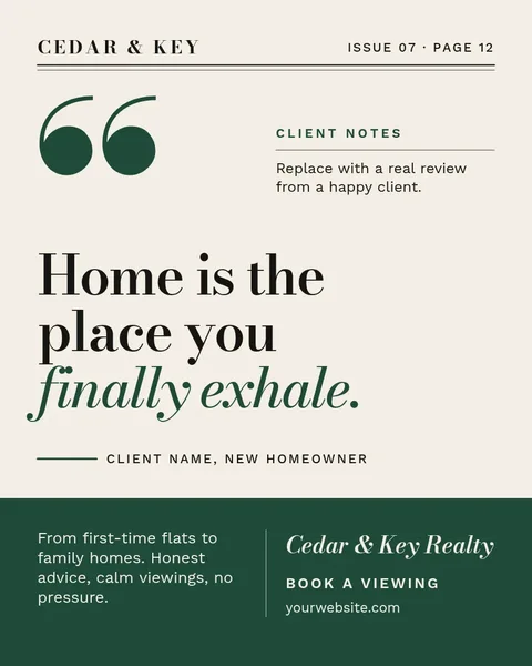 Cedar Exhale Editorial Quote – Instagram post template