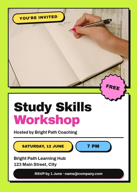 Study Skills Workshop Invite – Invitation template