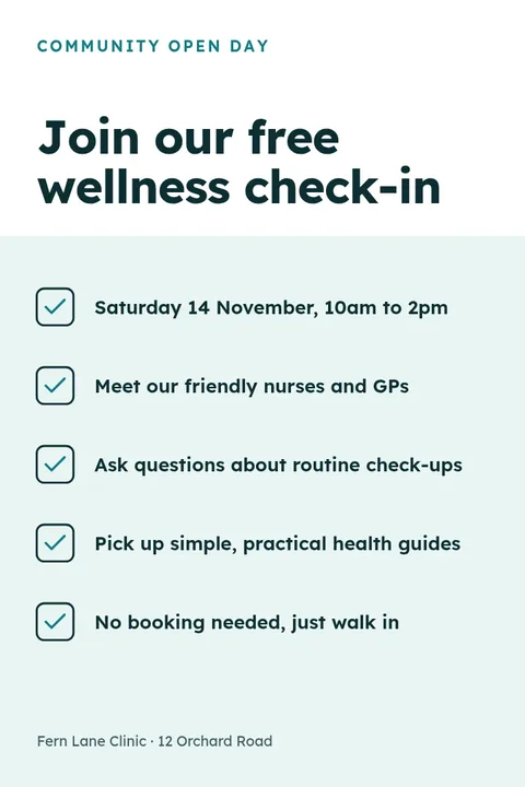 Free Health Check Day – Pinterest pin template