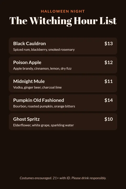 Haunted Hour Cocktail Menu – Pinterest pin template