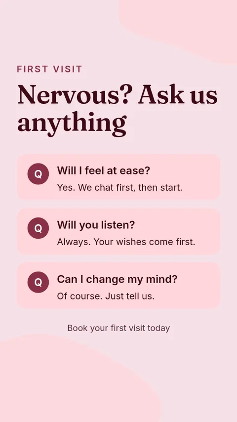 Mauve First Visit FAQ – Instagram story template
