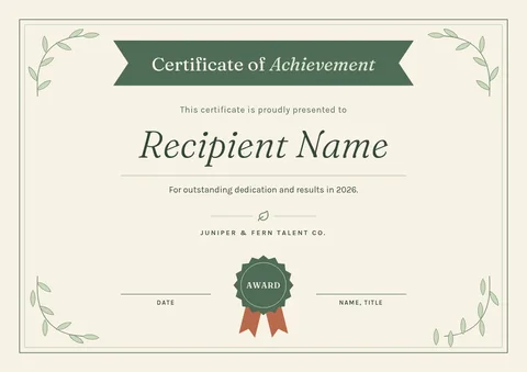 Sage Vine Ribbon Certificate – Certificate template