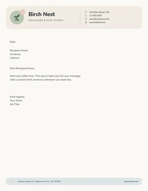 Birch Nest Soft Letterhead – Letterhead template