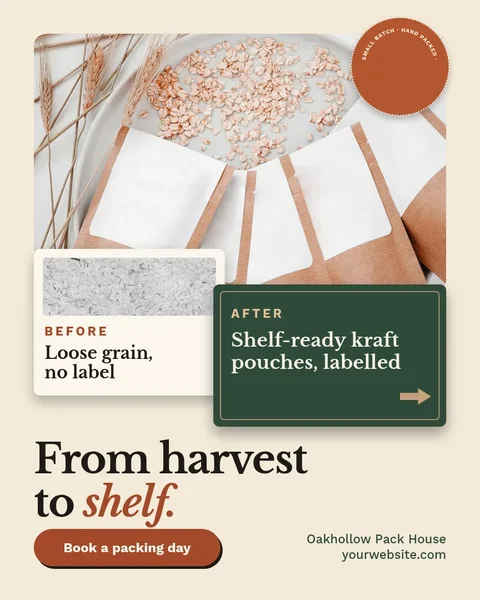 Harvest Pouch Before After Cards – Instagram post template