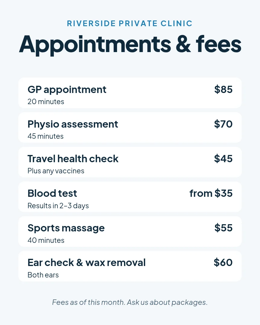 Private clinic price list – Instagram post template
