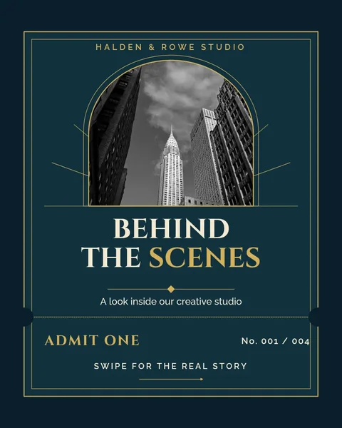 Gilded Admit One Studio – Instagram carousel template, 4 pages