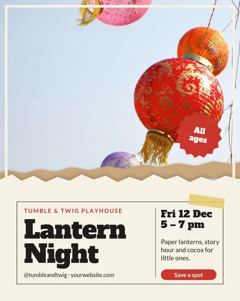Lantern Night Torn Panel – Instagram post template