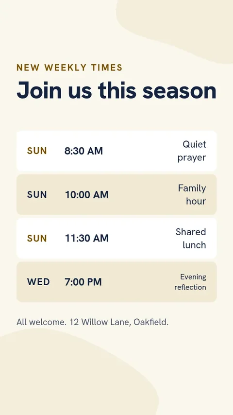 Service Time Change Notice – Instagram story template