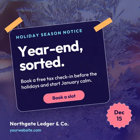 Frosted Ledger Year-End Card – Instagram post template