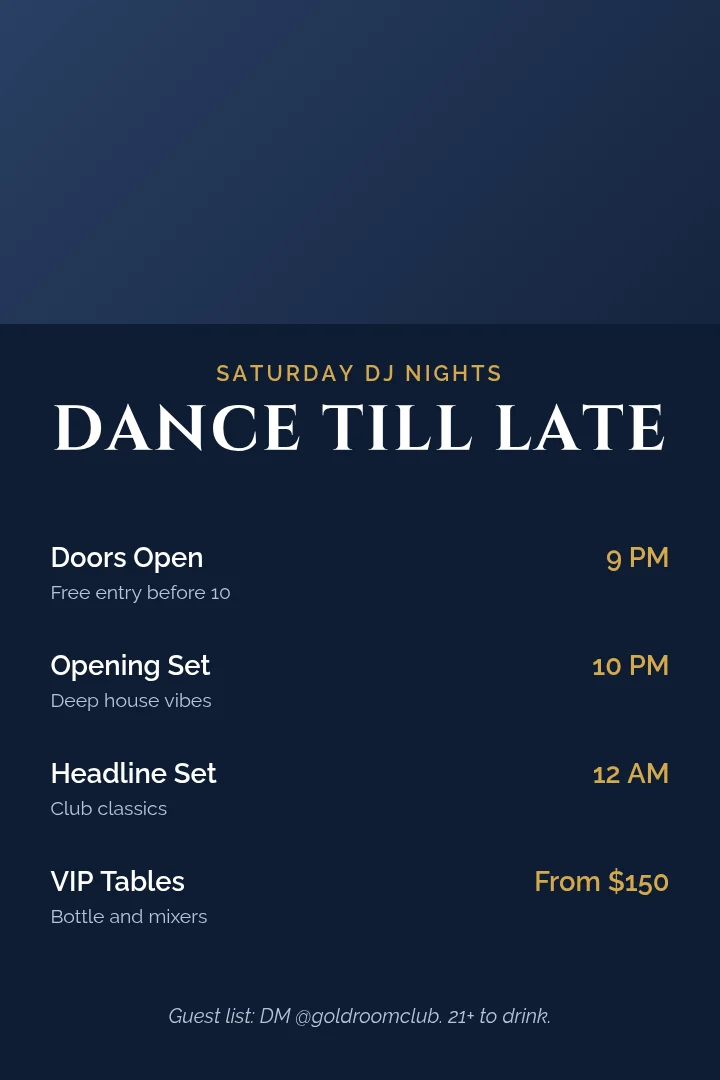Golden DJ Night Pass – Pinterest pin template
