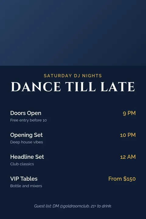 Golden DJ Night Pass – Pinterest pin template