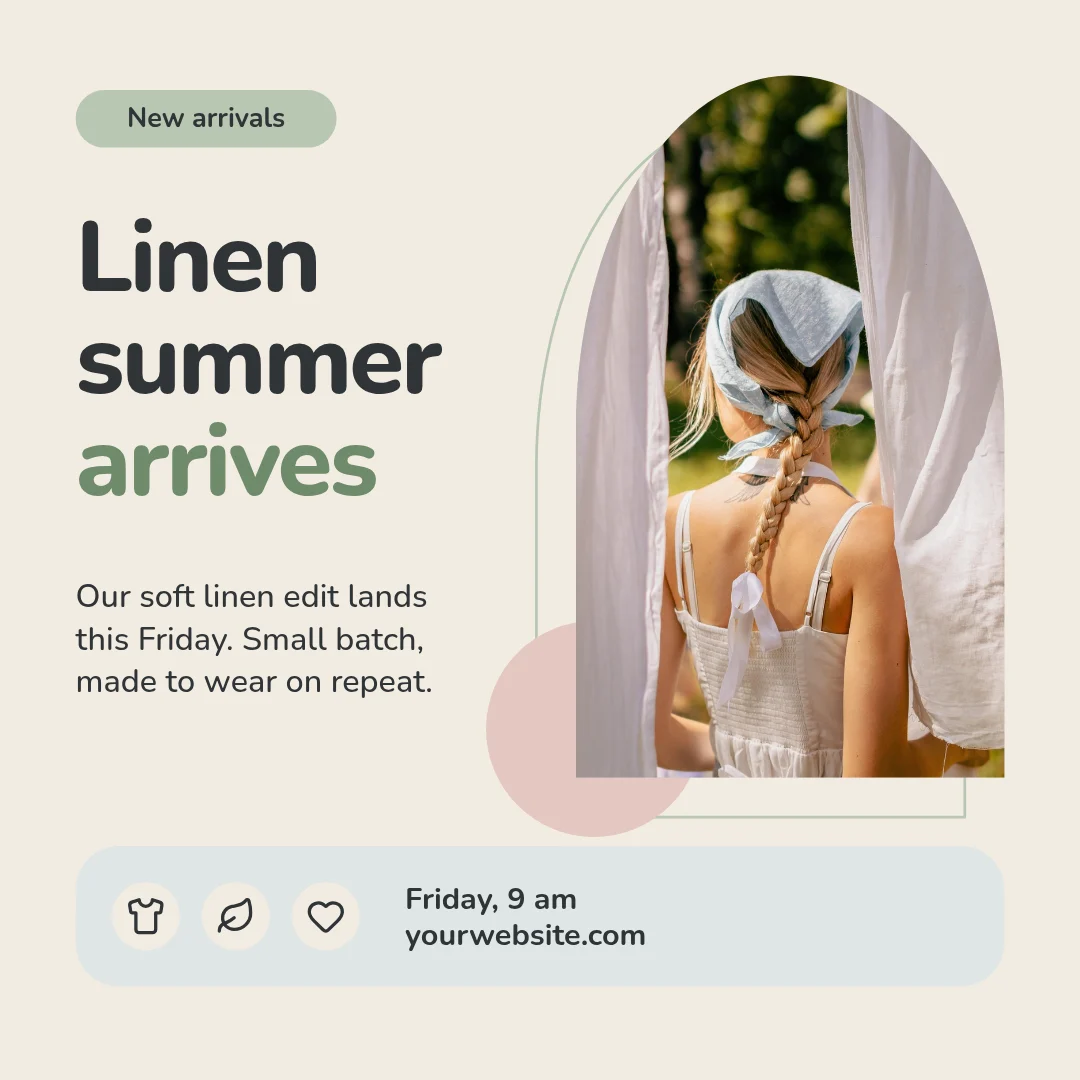 Linen Arch Window Notice – LinkedIn post template