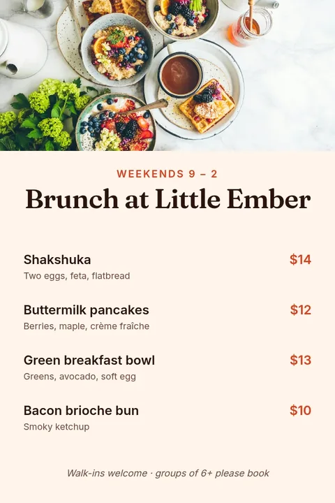 Brunch menu – Pinterest pin template