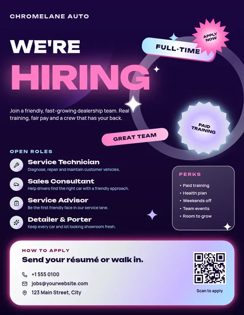 Chrome Sticker Garage Hiring Flyer – Flyer template
