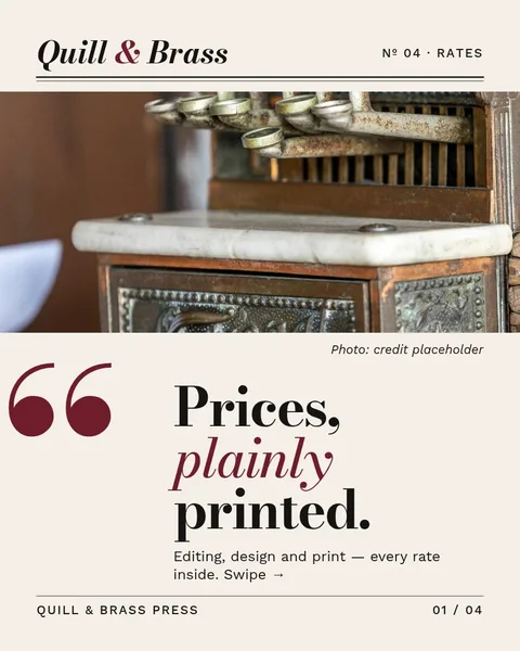 Brass Ledger Quote Issue – Instagram carousel template, 4 pages