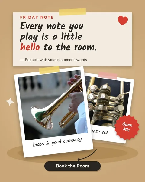 Brass Prints Open Mic Quote – Instagram post template