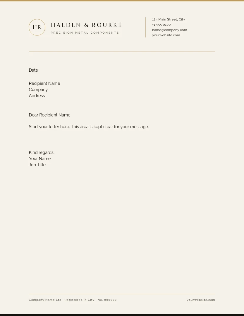 Brass Hairline Split Letterhead – Letterhead template