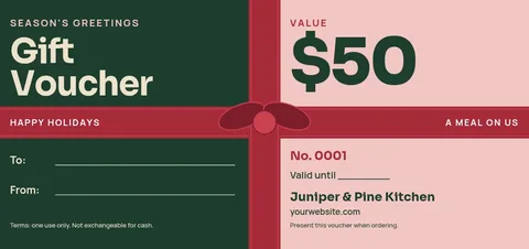 Cranberry Ribbon Split Voucher – Gift voucher template