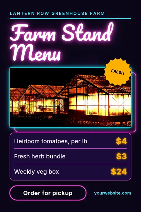 Lantern Row Neon Menu – Pinterest pin template
