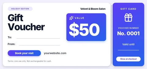 Violet Ticket Stub Voucher – Gift voucher template