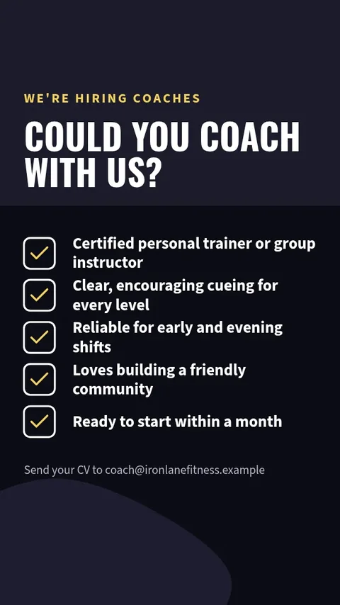 Coach Wanted Checklist – Instagram story template