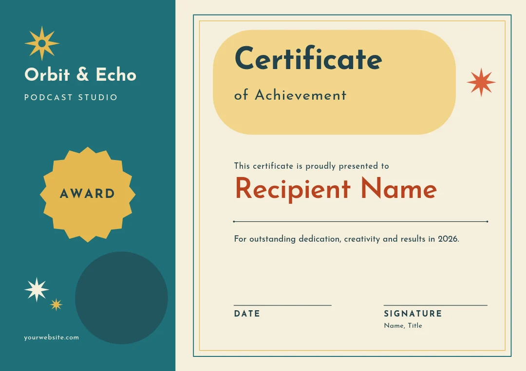Atomic Orbit Side Panel Certificate – Certificate template