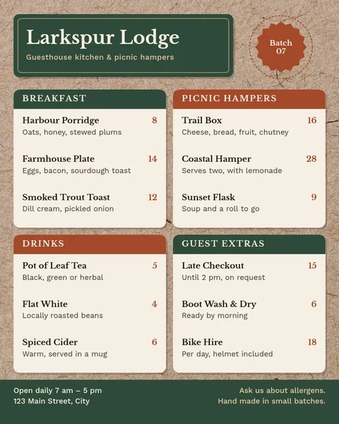 Kraft Hamper Boxed Menu – Menu template