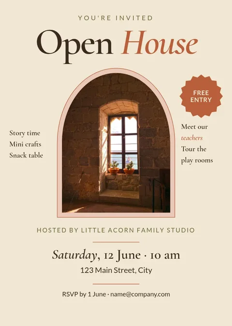 Acorn Arch Open House Invite – Invitation template