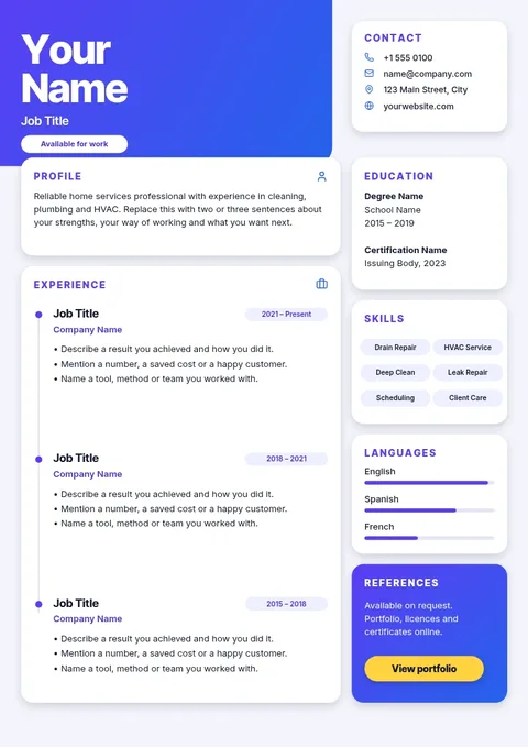 Violet Card Stack Résumé – Résumé template