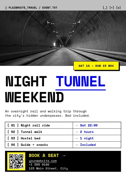 Night Tunnel Rail Flyer – Flyer template