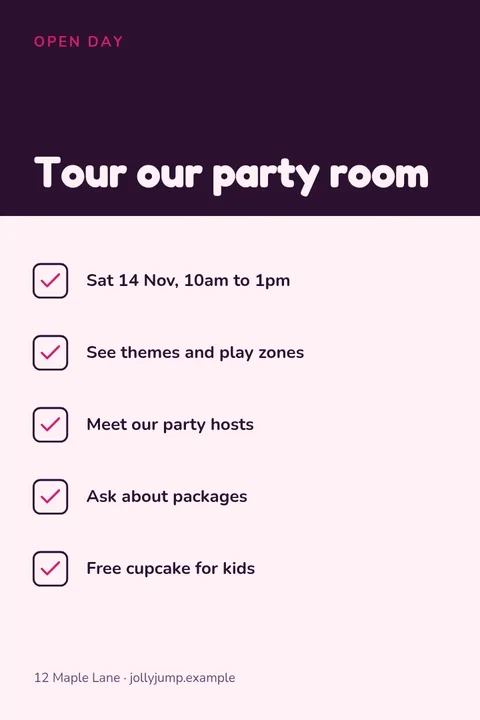Birthday Party Open Day Pin – Pinterest pin template