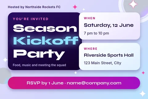 Chrome Kickoff Floating Cards – Invitation template
