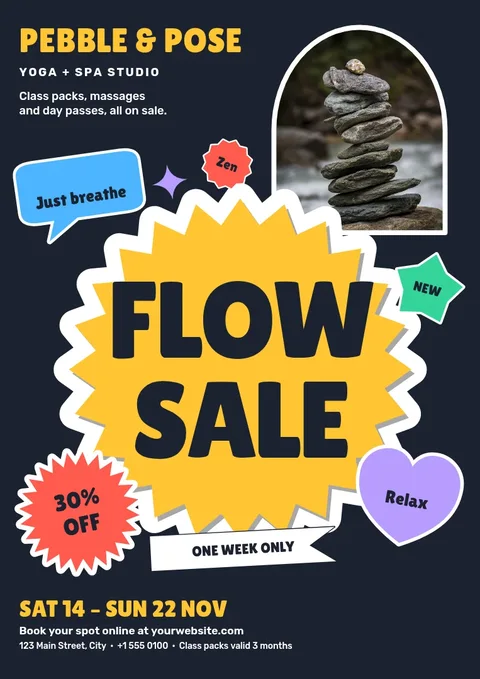 Pebble Flow Sticker Sale – Poster template