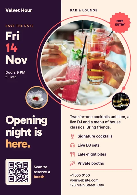 Velvet Circle Opening Flyer – Flyer template