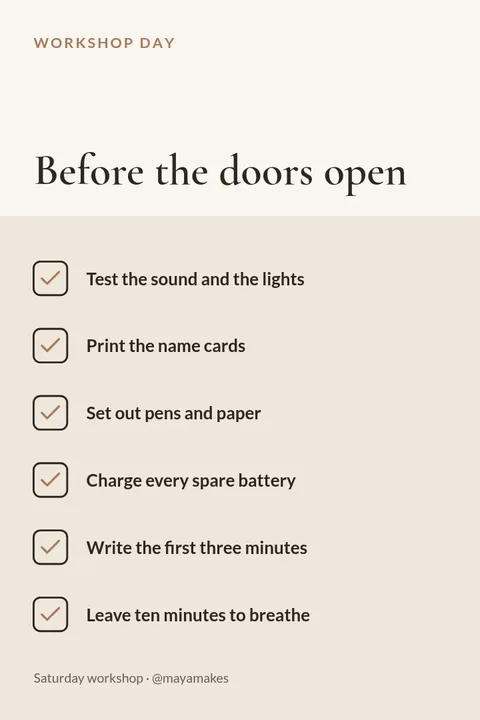 Workshop Day Checklist Pin – Pinterest pin template