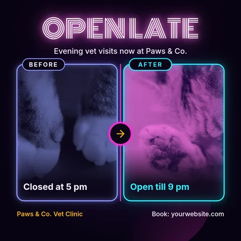 Neon Night Shift Split – LinkedIn post template