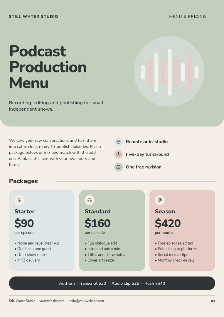 Nordic Soundwave Price Menu – Document template