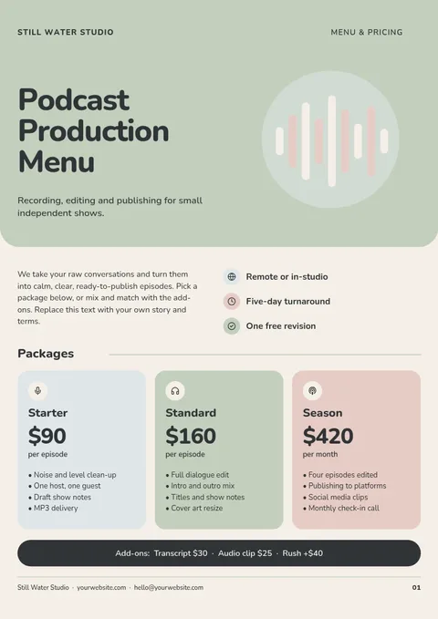 Nordic Soundwave Price Menu – Document template