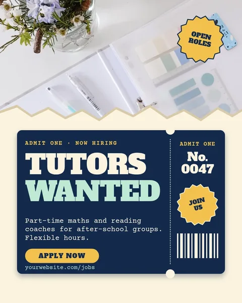 Torn Paper Tutor Ticket – Instagram post template