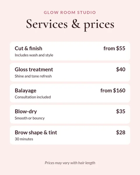 Salon price list – Instagram post template
